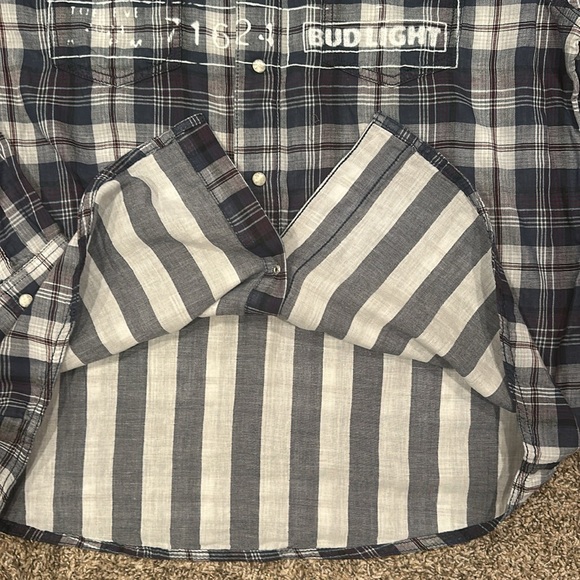 WRANGLER Retro Post Malone Nashville Snap Front Plaid Bud Light Western Shirt - Picture 7 of 8